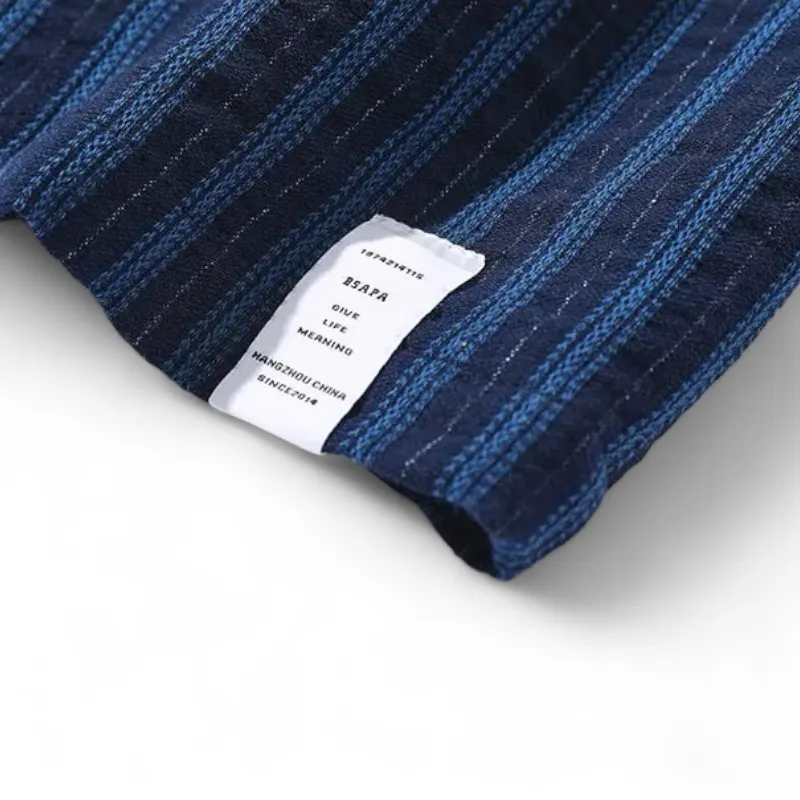 Indigo dobby stripe oversize camp shirt