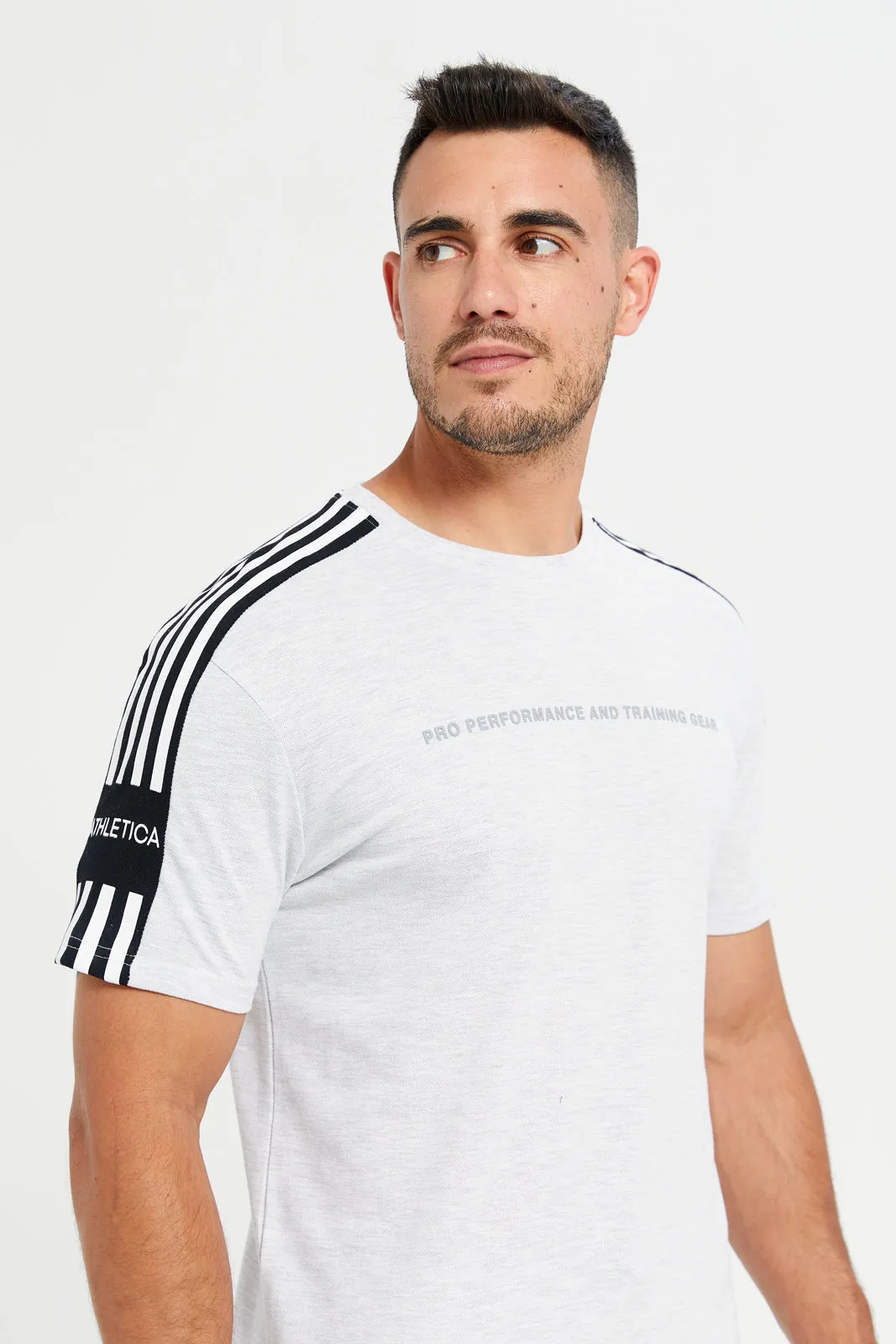Men Grey Printed Active T-Shirt